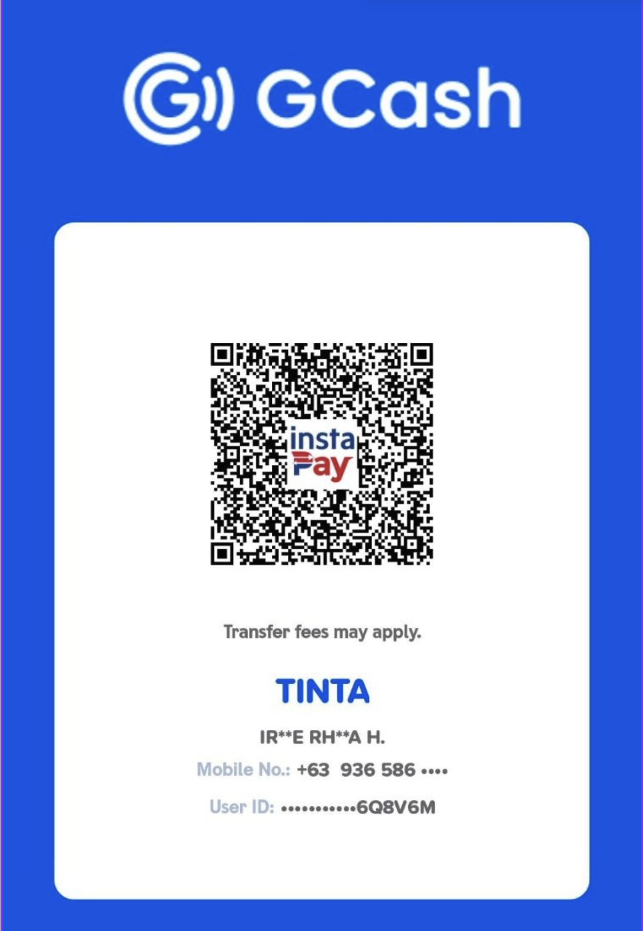GCash payment QR code for Tinta Printing Services